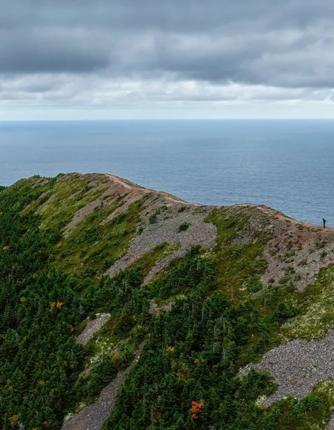 Hiker on a trail in Cape Breton Highlands National Park